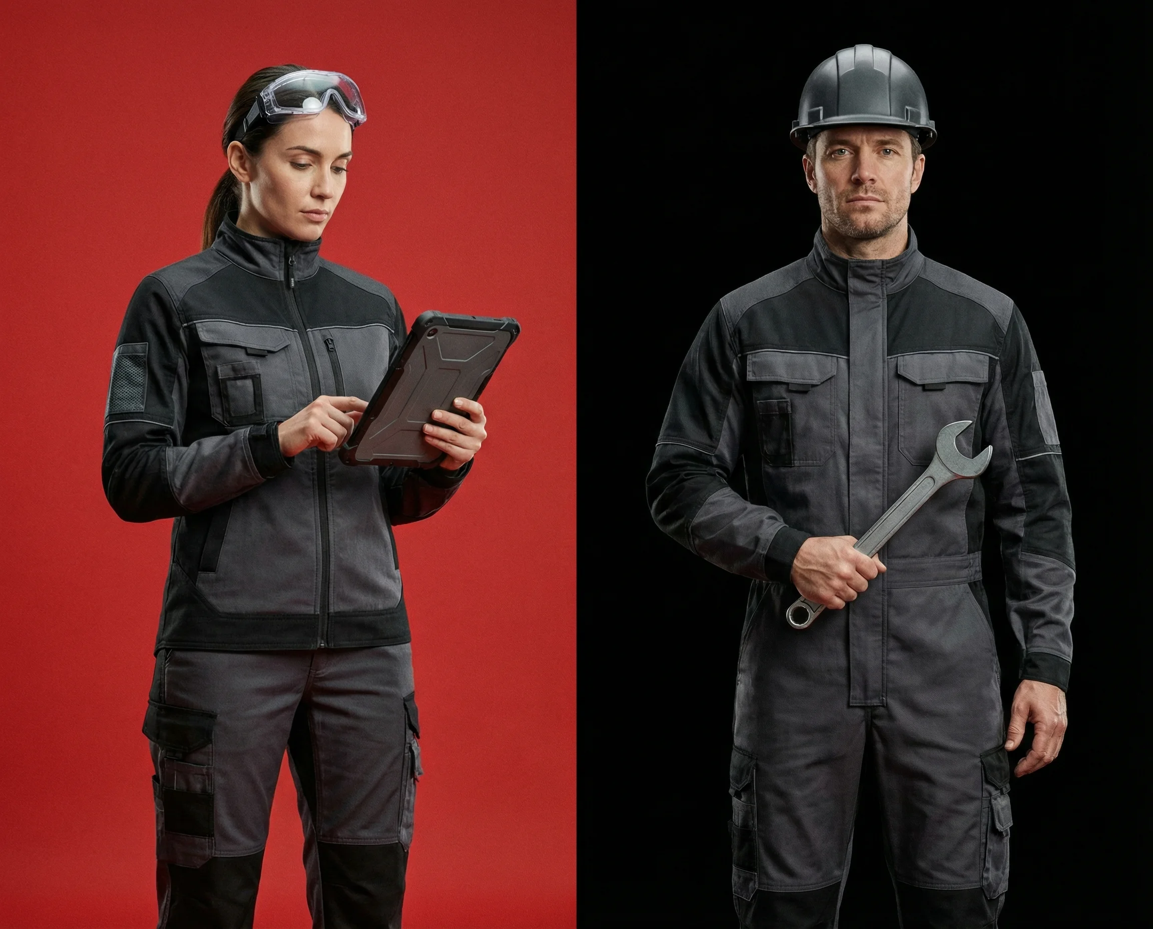 Спецодежда для производства — рабочий в защитном комбинезоне на промышленном предприятии